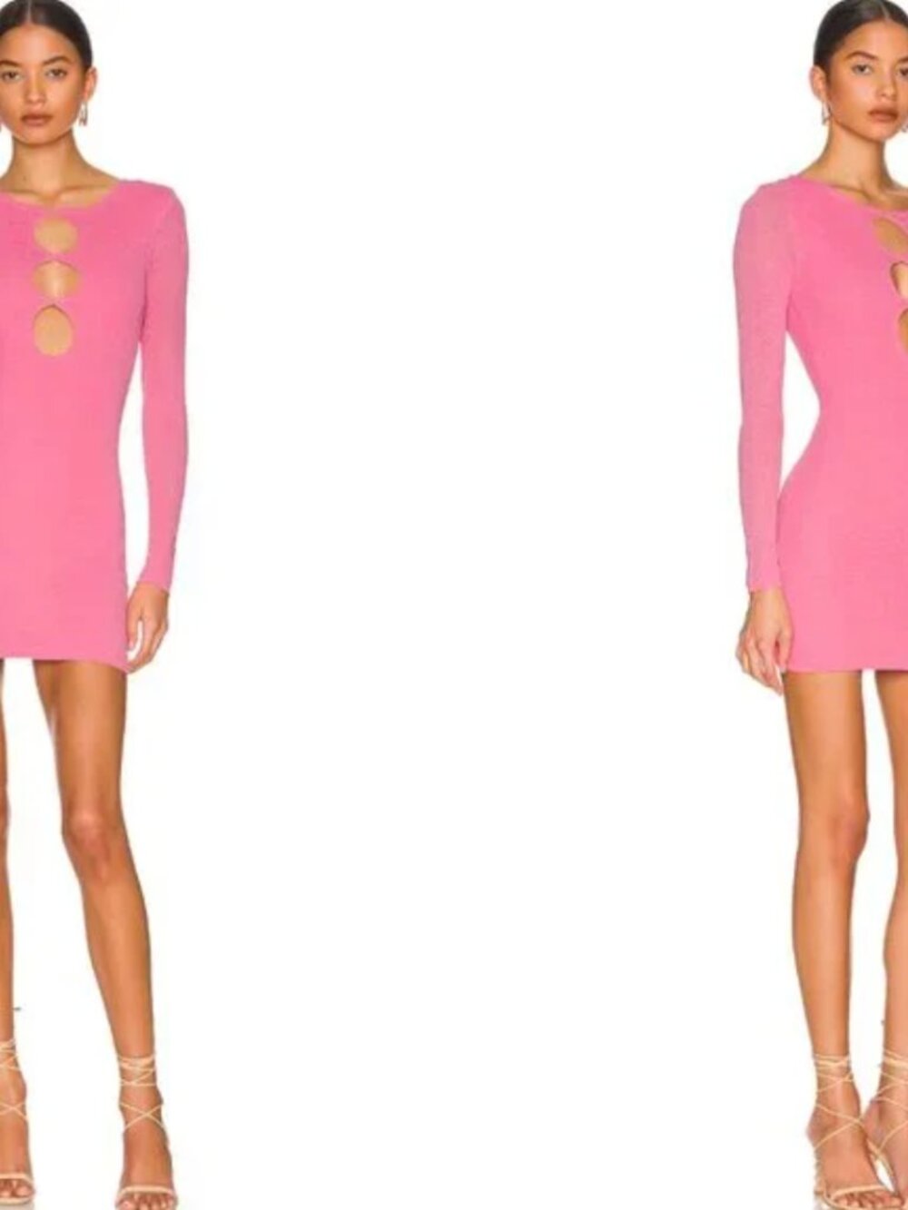 Superdown tight short pink dress with keyholes